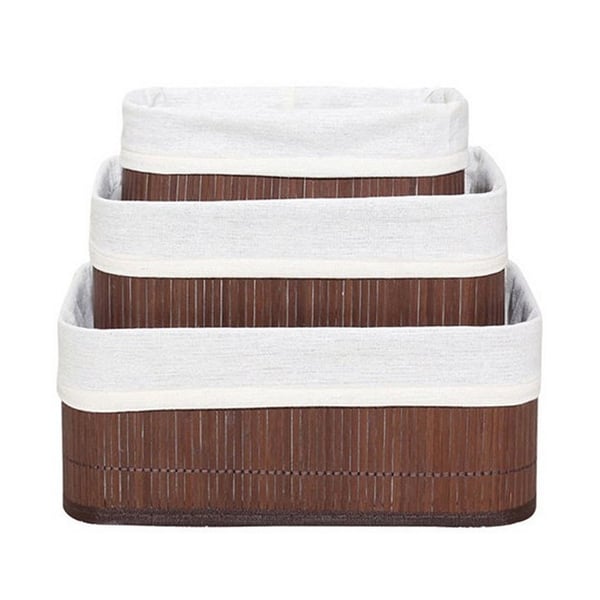 Homestyle Pro bambus opbevaringskurve 3 dele brun/hvid