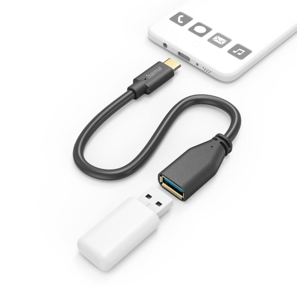 Hama USB-sovitinkaapeli OTG USB-C-liitin - USB-A-liitin 15 cm musta