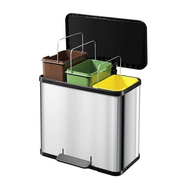 Hailo 0633-200 Åko Trio Plus L Pedalspand 3x9L Rustfrit Stål/Sort
