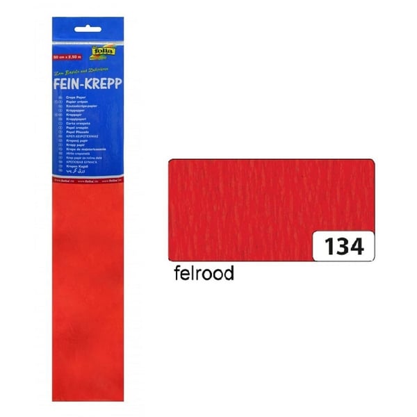 Folia FO-822134 Crepepapir 50 cm x 2,5 m Krympepapir, 10-foldet, rødt