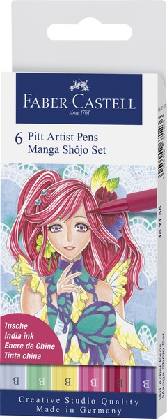 Faber Castell FC-167155 Tegnepen Faber-Castell Pitt Artist Pen Manga 6-delt penalhus Shōjo