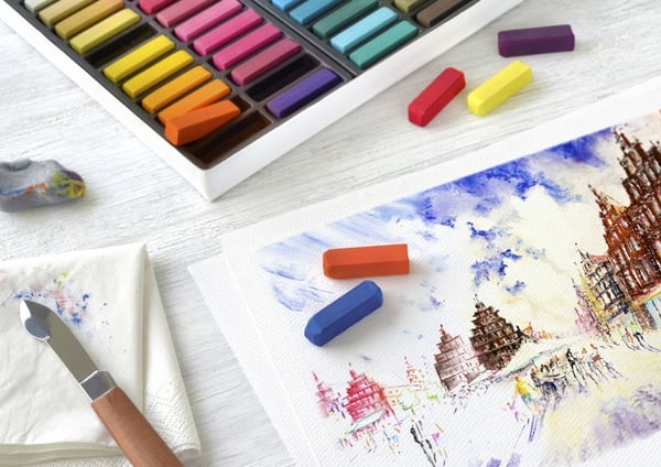 Faber Castell FC-128272 pastelkridtpen halvlang kuffert med 72 dele