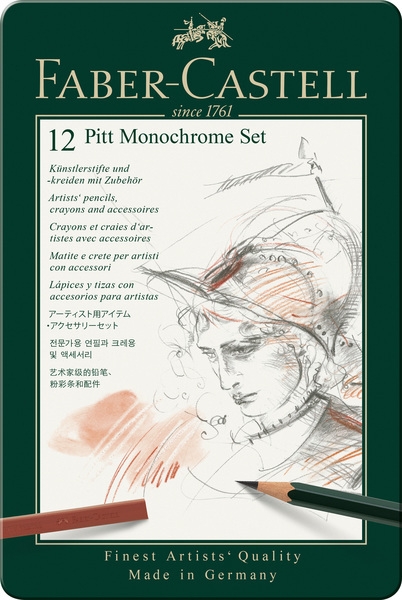 Faber Castell FC-112975 Pitt Monokrom Sæt Faber-Castell 12-delt Mellem