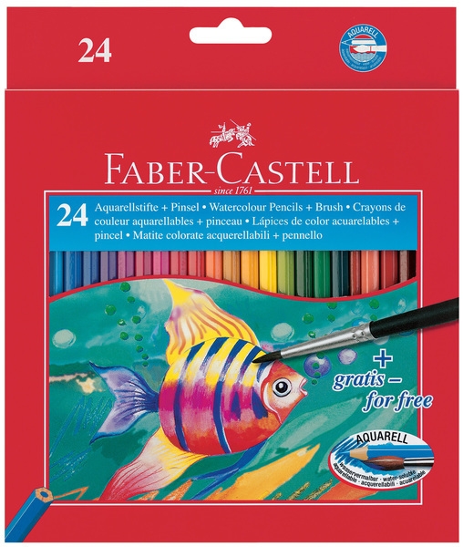 Faber Castell FC-114425 Akvarelblyant Faber-Castell Etui A 24 stk. + Pensel