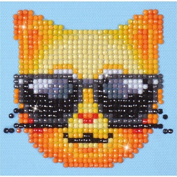 Diamond Dotz -timanttimaalaus, Viileä kissa, 10x10 cm