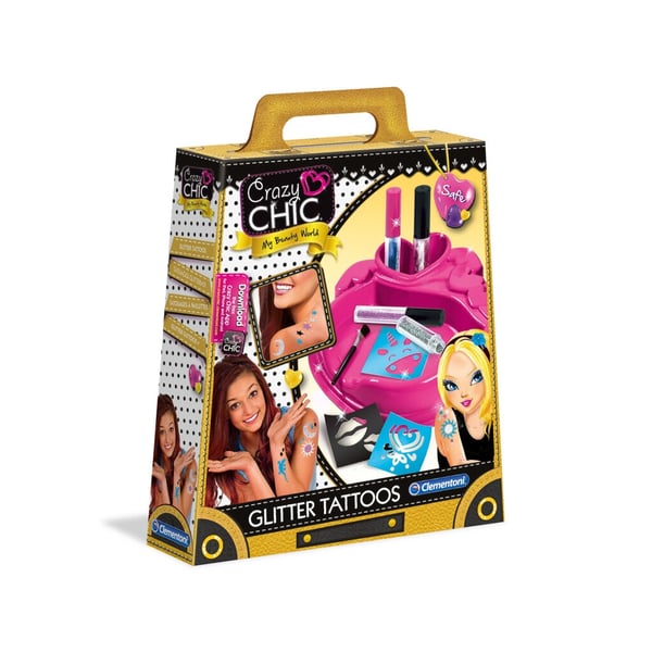 Att göra Clementoni Crazy Chic Glittertatueringar