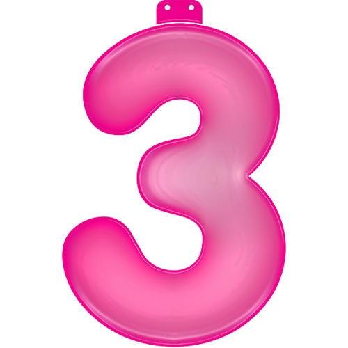 Puhallettava numero 3 vaaleanpunainen 35 cm