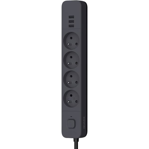 Stikdåse - QUARX - 4 stikkontakter - Med 3 USB-porte, 3m kabel