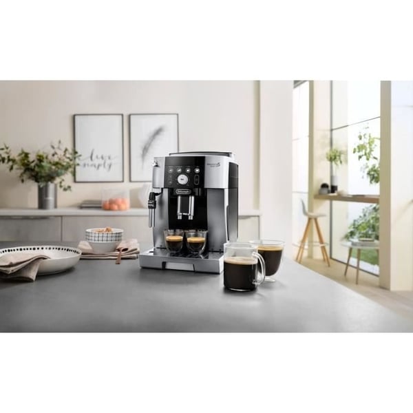 Espressokværn - DELONGHI Magnifica S Smart - ECAM250.23.SB - Kaffemaskine med bønner og kaffekopper