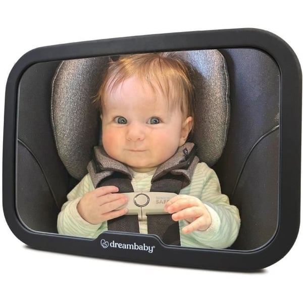 Stort rektangulært bakspejl - DREAMBABY - Justerbart til bagsæde - 20 x 24 cm - Sort