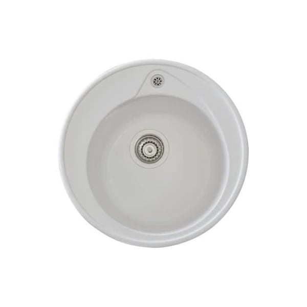 STRADOUR RONDA indbygget vask, i SMC UNI WHITE - 17, 1 kumme, mål Ø 49 cm, manuelt afløb