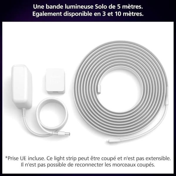 Connected strip - Philips Hue - Solo Lightstrip - 5 m - Hvid - Integreret LED