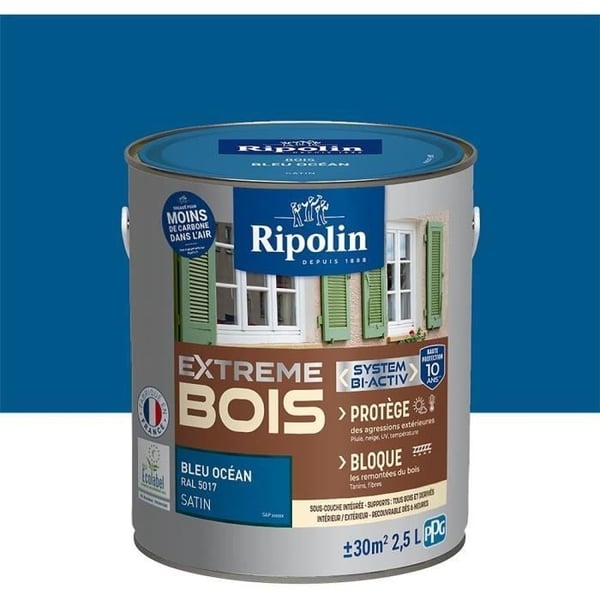 RIPOLIN EKSTREM TRÆBESKYTTELSE OCEANBLÅ RAL 5 Satin 2,5 L