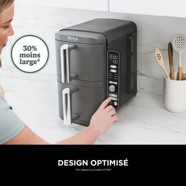 NINJA Oliefri Frituregryde - Double Stack XL SL400EU - 9,5L Kapacitet - 6 Madlavningsprogrammer - 2470W