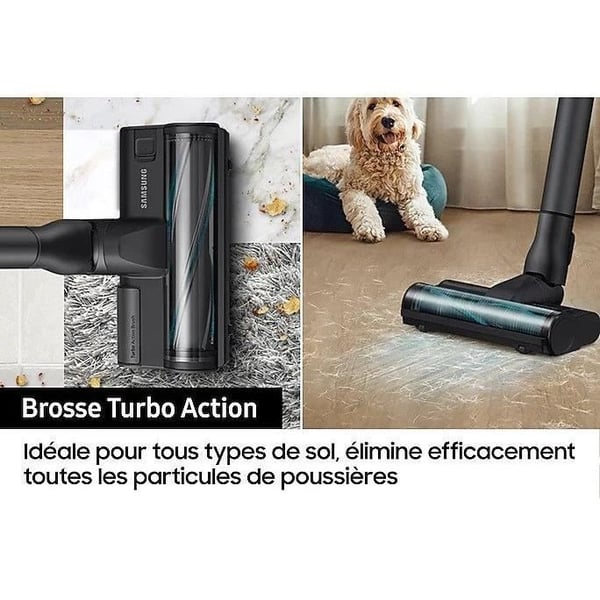 SAMSUNG Jet 75E Turbo VS20B75B1R4 - Støvsuger med håndtag - 200 AW effekt - 60 minutters batterilevetid - 2-i-1 ladestation