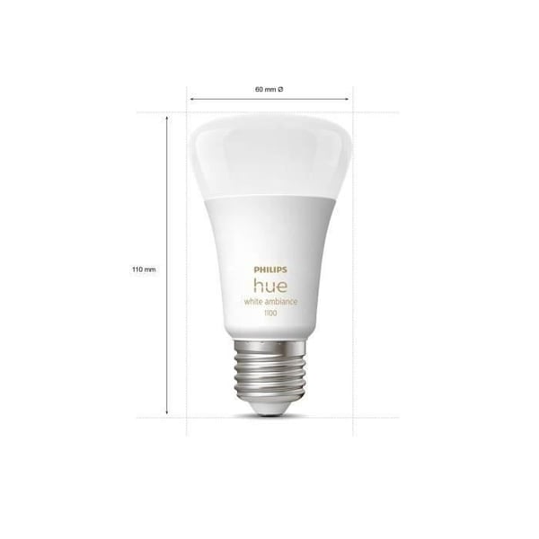 Philips Hue - Starter Kit med hvid smart LED-pære - 10,5 W - Pakke med 2 stk. E27 - Hue fjernbetjening