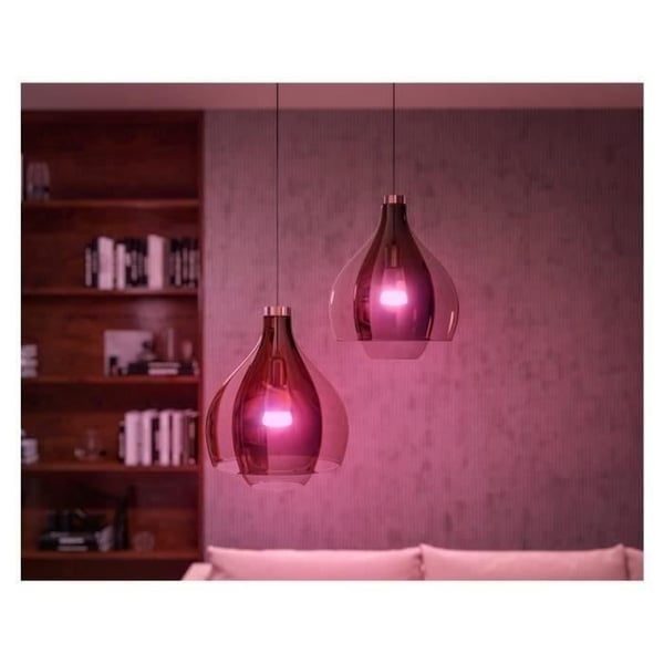Philips Hue - Starter Kit med hvid smart LED-pære - 10,5 W - Pakke med 2 stk. E27 - Hue fjernbetjening