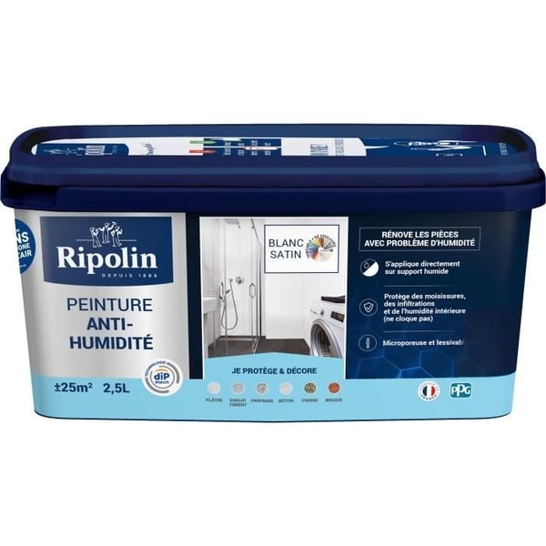 Ripolin 2.5L satiininvalkoinen kosteudenkestävä maali