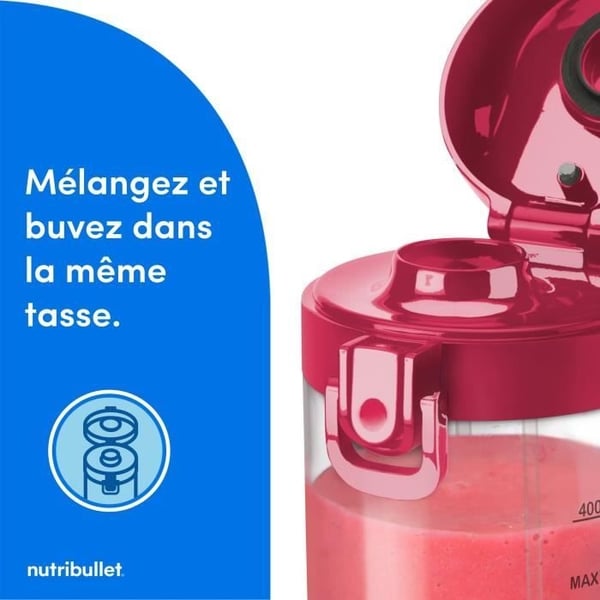 Kannettava tehosekoitin - NutriBullet - NBP003MA - 70W - 0,475L - Magenta - 1 pullo mukana