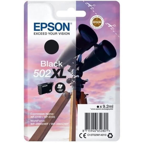 EPSON 502 XL sort blækpatron - kikkert (C13T02W14010)