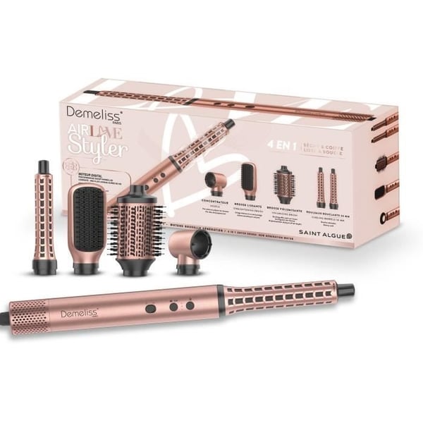 Føntørringsbørste - DEMELISS - AirFlow Styler - Love Edition - BLDC-motor - 3 hastigheder - Ionisk funktion - Stille