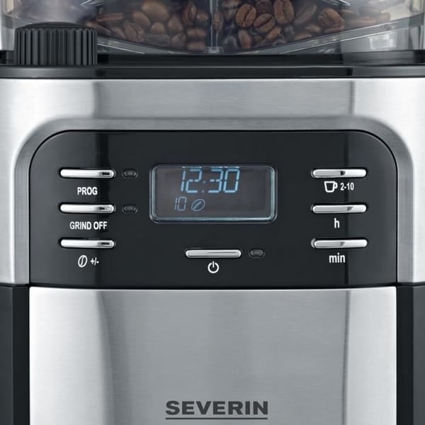 SEVERIN 4810 Filterkaffebryggare med integrerad kvarn - Svart och rostfritt stål - 1000W - 1,4 L