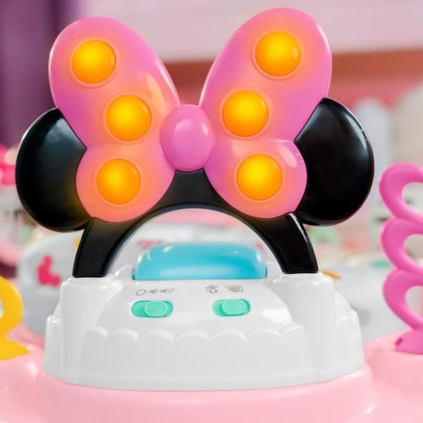DISNEY BABY - MINNIE Multilegeplads til babyer, udviklende hoppestol, 360° drejelig, 10 interaktive Disney-spil
