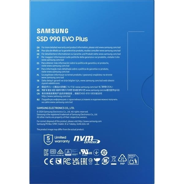 Intern SSD - SAMSUNG - 990 EVO Plus 1TB - NVMe M.2 PCIe 4.0x4 - Læsehastighed op til 7.150 MB/s