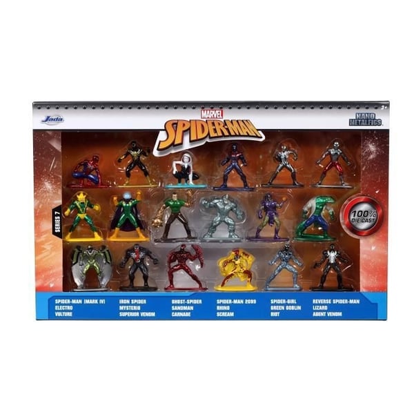 Spiderman-laatikkosetti - SIMBA.DICKIE.GROUP - 18 kpl 4 cm metallihahmoja - Monivärinen - Valkoinen - Lapsi