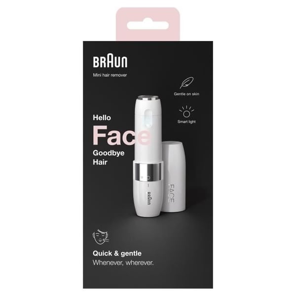 Braun Face Mini FS1000 Elektrisk Damebarbermaskine - Smart Lysfunktion - Hvid