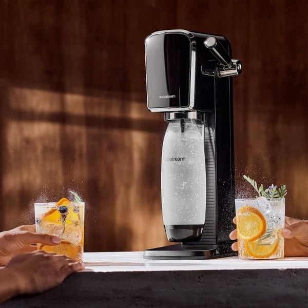 Sodavands- og danskvandsmaskine - SODASTREAM - ART - 1 opvaskemaskine-sikker flaske - 1 60 L gaspåfyldning - Sort