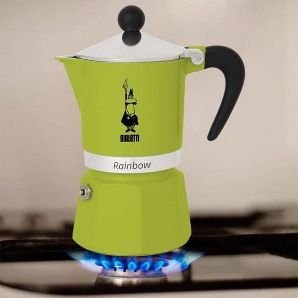 Italiensk kaffemaskine - BIALETTI - RAINBOW - 6 kopper - 0,30 L - Grøn