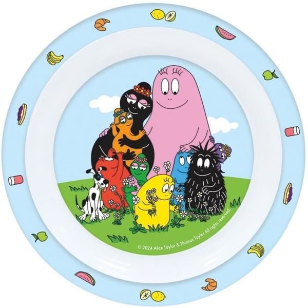 Servicesæt - FUN HOUSE - BARBAPAPA - Glas, tallerken Ø22 cm og Ø16 cm, bestik, vandflaske og snackboks