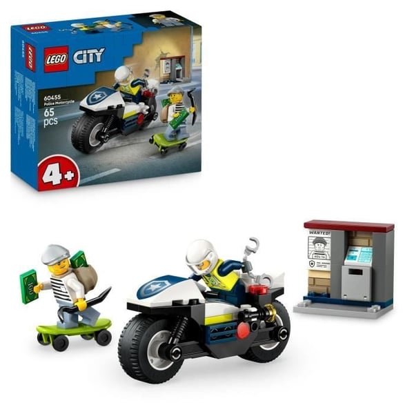 LEGO City 60455 Poliisin moottoripyörätakaa-ajo - Rakennussetti 4-vuotiaille ja sitä vanhemmille