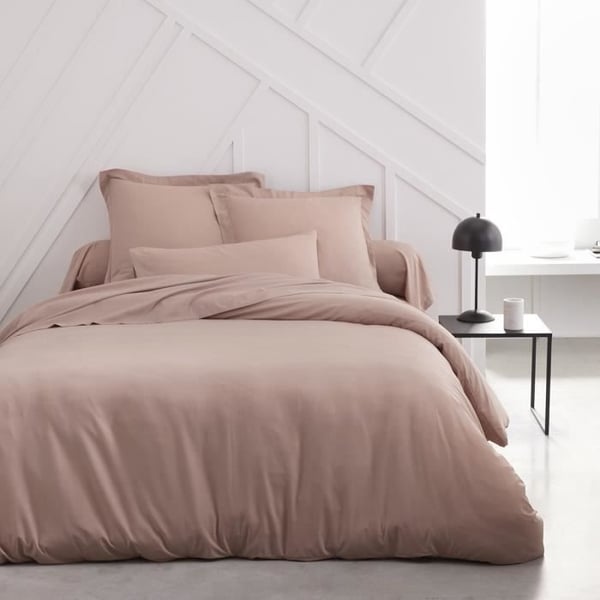 TODAY Essential Stræklagen - 140 x 190 cm - 2 personer - 100% Ensfarvet Bomuld - Sandrosa