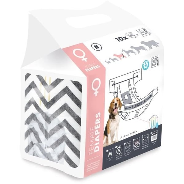 Hundebleer - M KÆLEDYR - BLEER - Hun M x10 - Talje 30-42,5 cm - 4-10 kg - Vådindikator - 12 timers beskyttelse