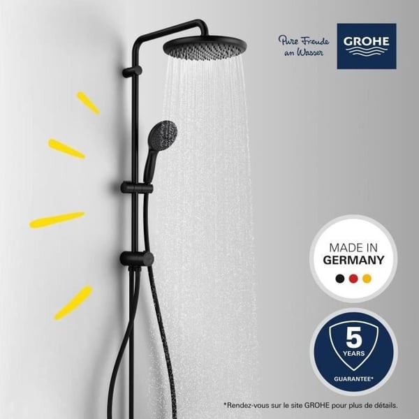 Brusesøjle med manuel omskifter - Vandbesparende - GROHE Vitalio Start System 250 - Mat Sort - 266802431