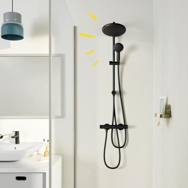 Brusesøjle med manuel omskifter - Vandbesparende - GROHE Vitalio Start System 250 - Mat Sort - 266802431