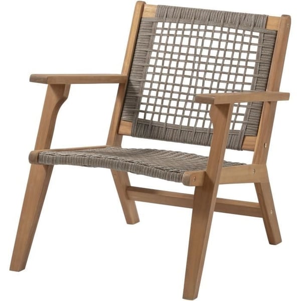 Lav havelænestol i FSC akacietræ og flet - BORA - B60xD76xH73 cm Lav havelænestol i FSC akacietræ og flet - BORA - B60xD76xH73 cm