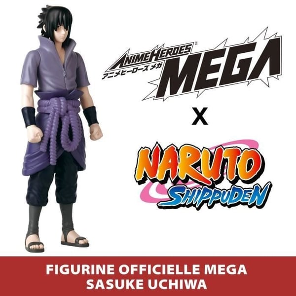 Stor, artikuleret figur - BANDAI - Anime Heroes - Naruto Shippuden - Anime Heroes Mega Figur 30 cm - Sasuke Uchiha