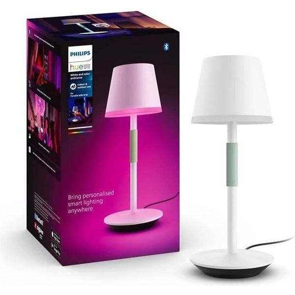 Philips White and Color Ambiance, Hue Belle bærbar bordlampe, Bluetooth-kompatibel, hvid