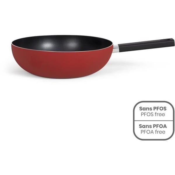 Wok - LIVOO - MEP156R - 32 cm - Non-stick, PFOA- og PFOS-fri - Silikonehåndtag - Velegnet til alle kogeplader inklusive induktion