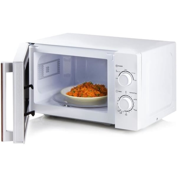 DOMO DO2720 Mikrobølgeovn - 20L - 700W - 35 min timer - Optøningsfunktion - L44 x D35,8 x H 25,8 cm - Hvid træfinish
