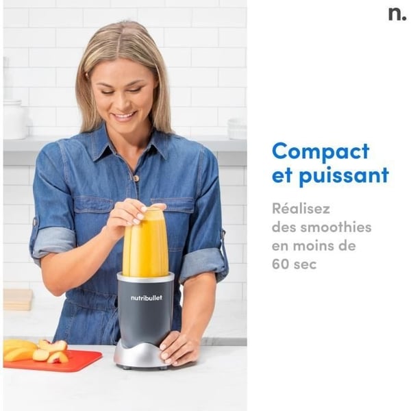 Blender - NUTRIBULLET - NB606DG - 600 W - 2 kopper inkluderet 700 ml og 500 ml - Grå - BPA-fri