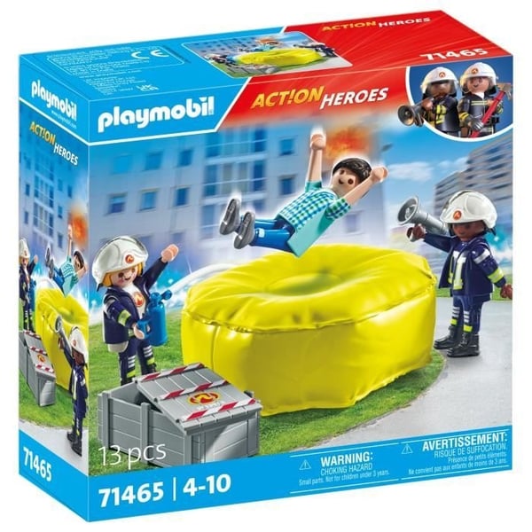PLAYMOBIL 71465 Brandvæsen med redningspude - Action Heroes - Brandmænd - Fra 4 år