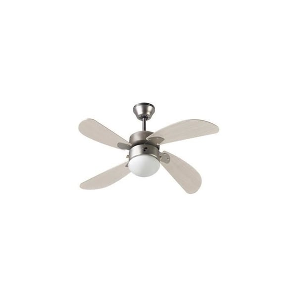 FARELEK - BERMUDES Ø 107 cm - Vendbar loftsventilator, 4 blade i lys eg + 1 globe 60W E27 belysning - 112423
