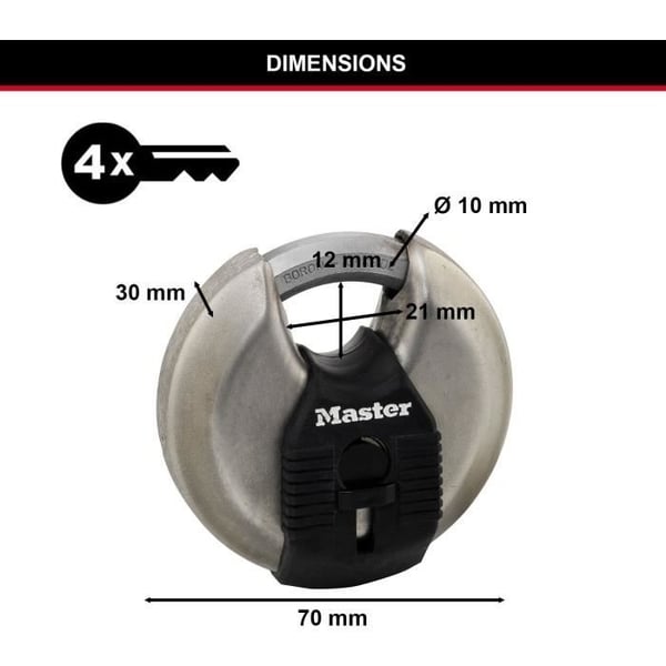 Sæt med 2 skivehængelåse - MASTER LOCK - M40EURT - Rustfrit stål - 70 mm