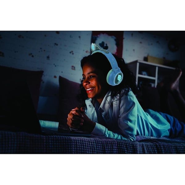 Foldbare Bluetooth- og kablede hovedtelefoner med lys og et Frozen-tiara-design