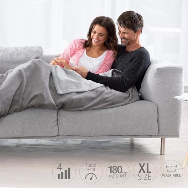 MEDISANA HDW Varmetæppe - XL 180x130cm - Ultrablødt - Vendbart - Vaskbart