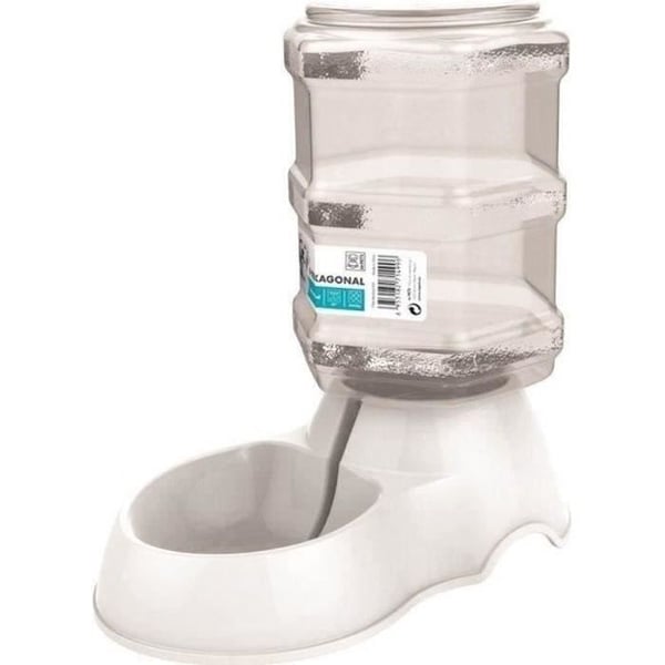 M-PETS Sekskantet Vanddispenser - 3500 ml - Hvid - Til hunde